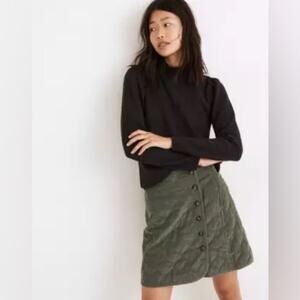 MADEWELL Plush Mock Neck Puff Sleeve Top Charcoal Gray Small